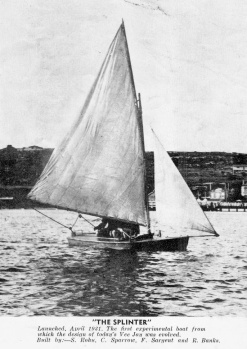 'Splinter' VJ number 1 built in the Vaucluse 12ft Amateur Sailing Clubhouse in 1931